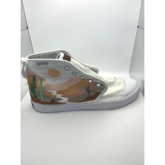 BANGS Shoes Shoes - BANGS Shoes White Desert Embroidered High Top Sneakers Mens 6.5 Womens 8